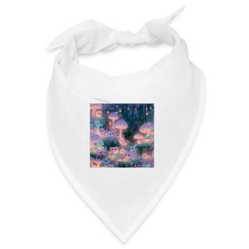 Märchenwald voller Pilze und Kätzchen - Bandana Dreieckstuch - Weiß - Vorne