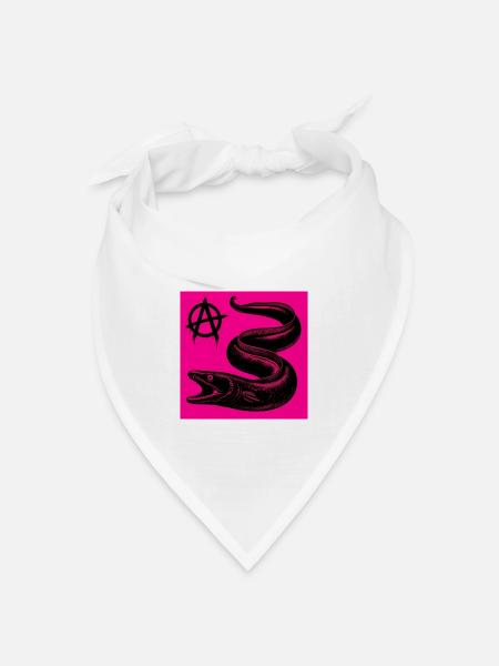 Anarchischer schwarzer Aal auf Neonpink - Bandana Dreieckstuch - Weiß