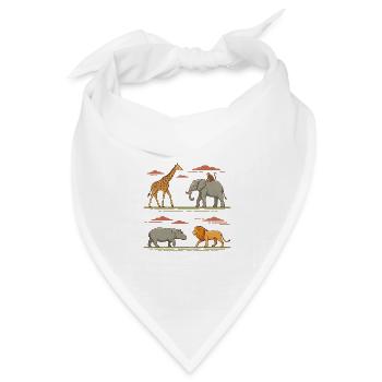 Safari, Tiere, Wildtiere, Afrikanische Männer, Frauen, Kinder. - Bandana Dreieckstuch - Weiß - Vorne