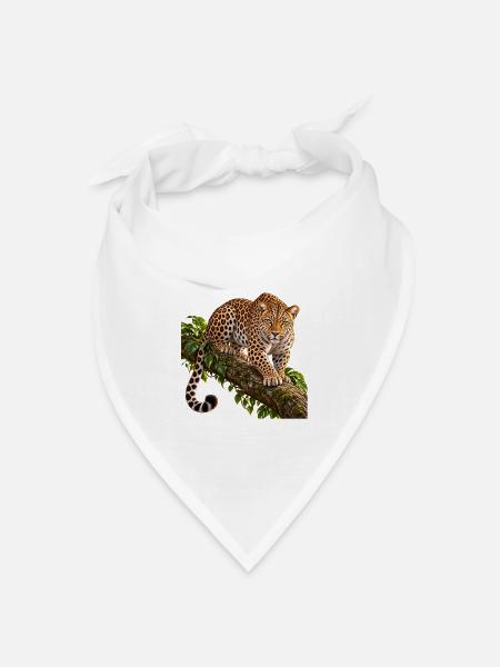 Leopard Realistisch – Wildnis und Stärke - Bandana Dreieckstuch - Weiß
