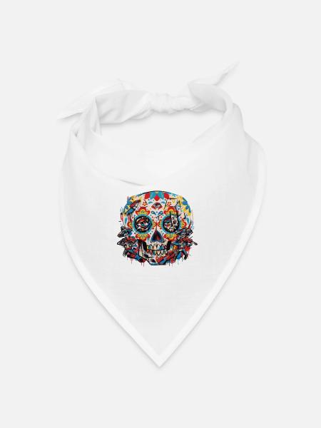 Fiesta de la Muerte Sugar Skull Design - Bandana Dreieckstuch - Weiß