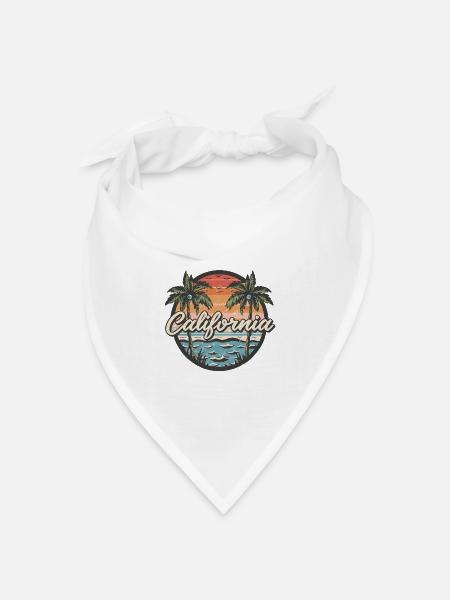 California Sunset Retro Palmen - Bandana Dreieckstuch - Weiß