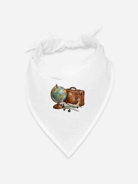 Vintage Reiseglobe Koffer - Bandana Dreieckstuch - Weiß