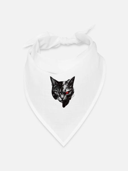 Halb-Katze Cyborg-Katze - Bandana Dreieckstuch - Weiß
