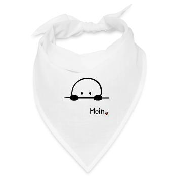 Moin. | Kleine Guckfigur mit Herz regionaler Gruss - Bandana Dreieckstuch - Weiß - Vorne