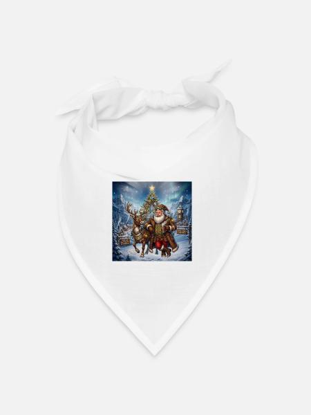 Weihnachtsmann und Rentier-Steampunk-Stil - Bandana Dreieckstuch - Weiß