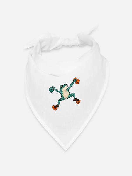 Frosch Skateboard Akrobat – Bouldern - Bandana Dreieckstuch - Weiß