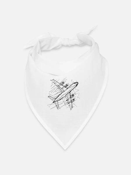 Flugzeug Skizze - Bandana Dreieckstuch - Weiß