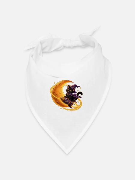 Zauberer-Katzen-Rakete - Bandana Dreieckstuch - Weiß
