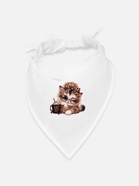 Kuschelkätzchen Leopardebow - Bandana Dreieckstuch - Weiß