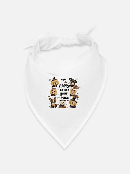 Frohe Halloween-Hundeliebhaber, süße gruselige Hunde, T-Shir - Bandana Dreieckstuch - Weiß