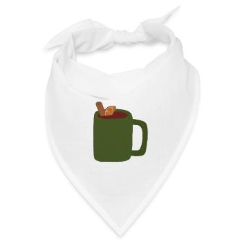 Glühweinbecher Illustration - Bandana Dreieckstuch - Weiß - Vorne