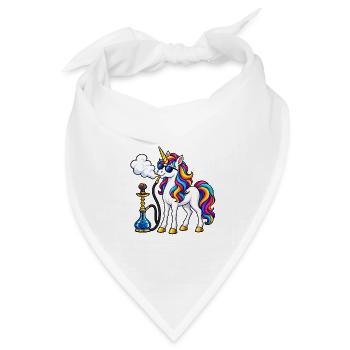 Einhorn mit Shisha – Fantasievolles Motiv - Bandana Dreieckstuch - Weiß - Vorne