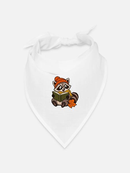 Der Waschbär liest - Bandana Dreieckstuch - Weiß