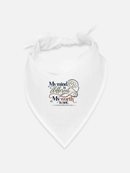 Mein Kopf ist anders, mein Wert nicht - Bandana Dreieckstuch - Weiß