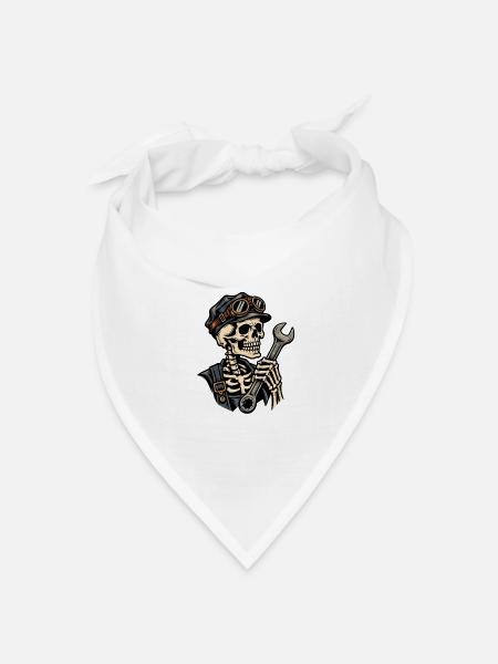 Steampunk Mechanisches Skelett - Bandana Dreieckstuch - Weiß