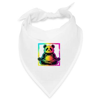 Panda Bär – Buntes Neon Pop Art Design - Bandana Dreieckstuch - Weiß - Vorne