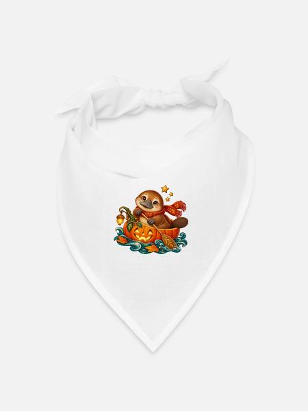 Schnabeltier im Halloween-Kürbis - Bandana Dreieckstuch - Weiß