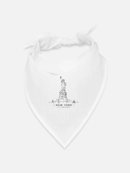 Statue of Liberty New York Line Kunst - Bandana Dreieckstuch - Weiß