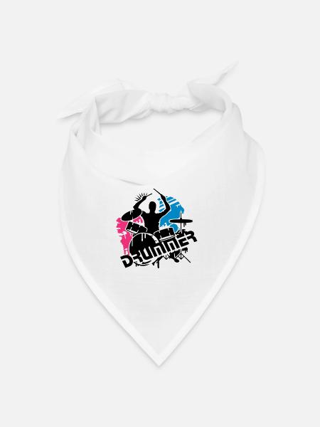 Ein Schlagzeuger und sein Schlagzeug - Bandana Dreieckstuch - Weiß