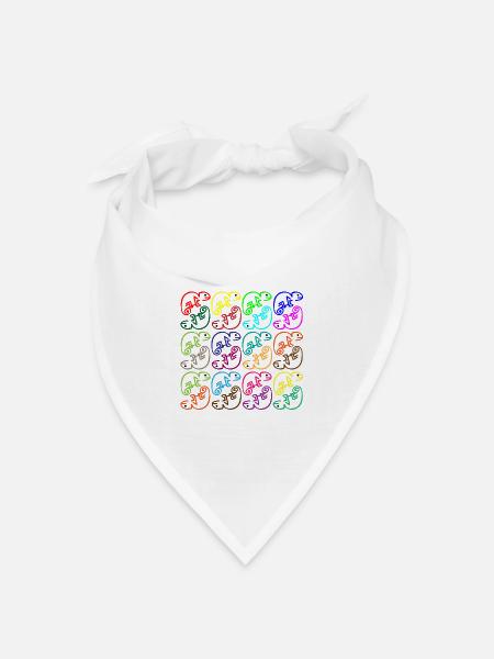 Chamäleon buntes Treiben - Bandana Dreieckstuch - Weiß