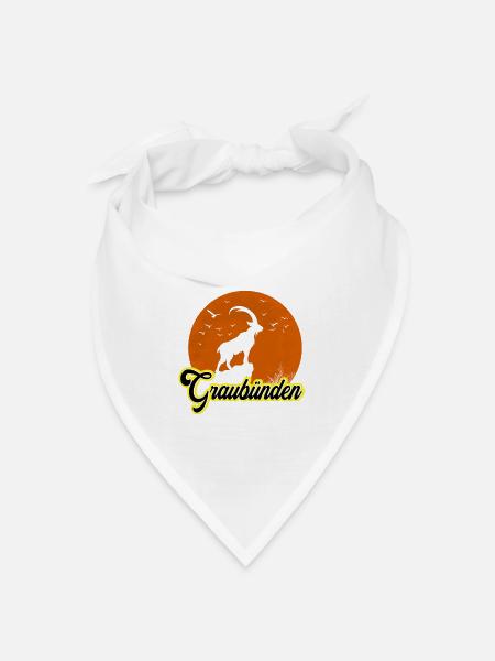 Graubünden Ibex Mondsilhouette - Bandana Dreieckstuch - Weiß