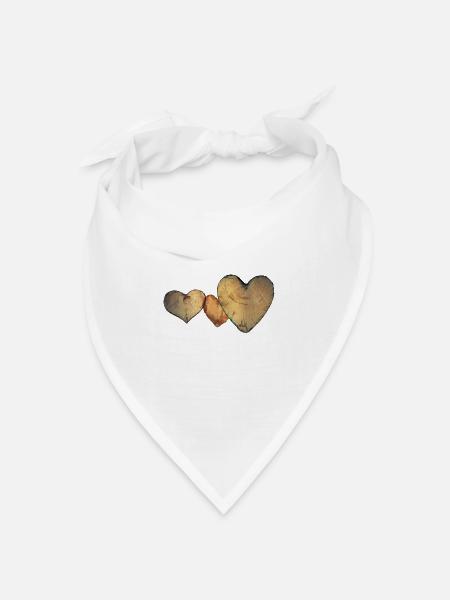 Herz aus Holz - Bandana Dreieckstuch - Weiß