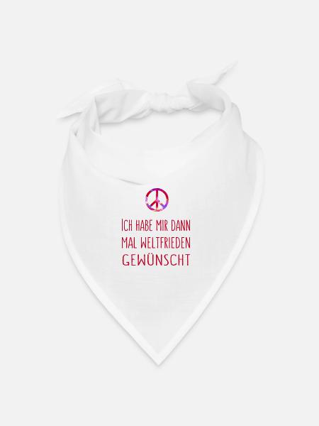 Ich habe mir dann mal Weltfrieden gewünscht - rot - Bandana Dreieckstuch - Weiß