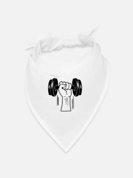 Fitness GYM Dumbbel Gewicht mit faust - Bandana Dreieckstuch - Weiß