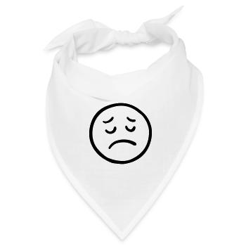 Trauriges Gesicht mit nachdenklichem Blick - Bandana Dreieckstuch - Weiß - Vorne