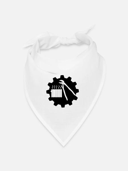 Teamwork Heizungsmechaniker Logo im Getriebe - Bandana Dreieckstuch - Weiß