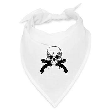 Totenkopfpistolen-Duell - Bandana Dreieckstuch - Weiß - Vorne