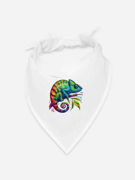Chamäleon - Bandana Dreieckstuch - Weiß