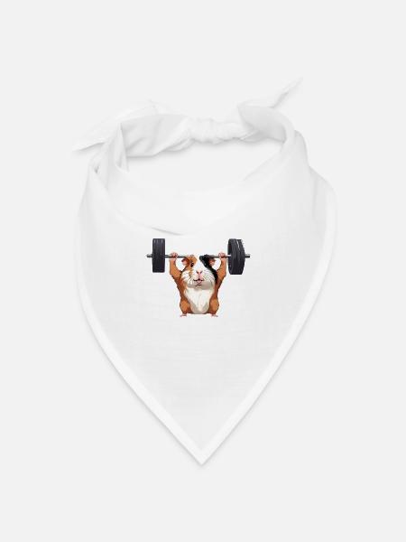 Meerschweinchen beim Kraftsport - Bandana Dreieckstuch - Weiß