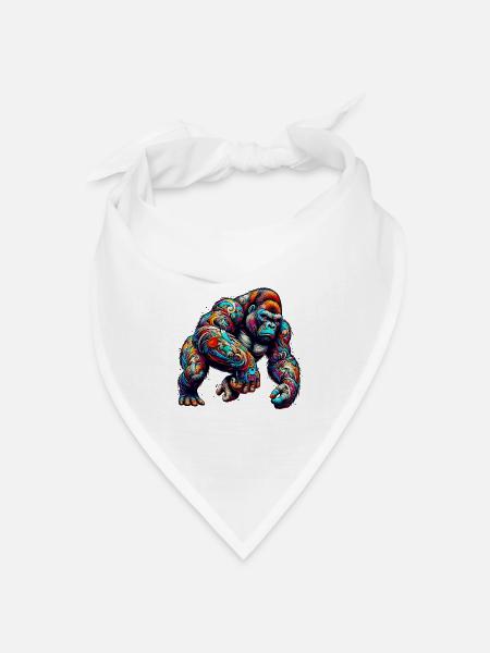 Gorilla - Bandana Dreieckstuch - Weiß