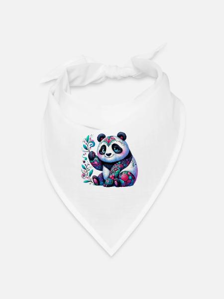 Panda - Bandana Dreieckstuch - Weiß