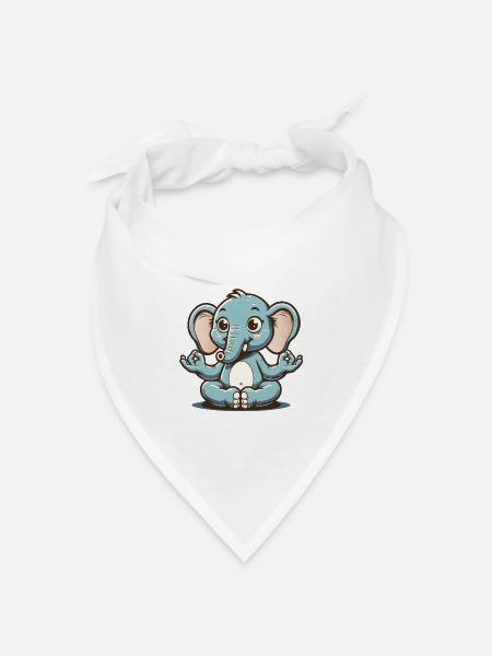 Niedlicher blauer Elefant macht Yoga - Bandana Dreieckstuch - Weiß