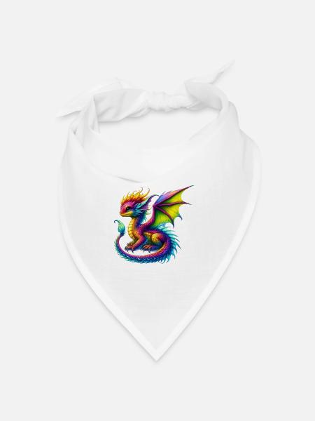 Drache - Bandana Dreieckstuch - Weiß