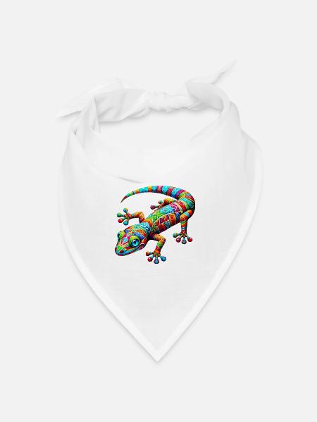 Gecko - Bandana Dreieckstuch - Weiß