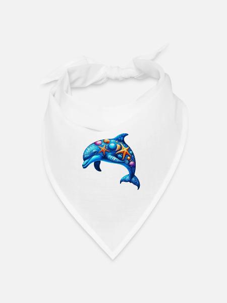 Delfin - Bandana Dreieckstuch - Weiß