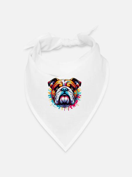 Englische Bulldogge Hund - Bandana Dreieckstuch - Weiß