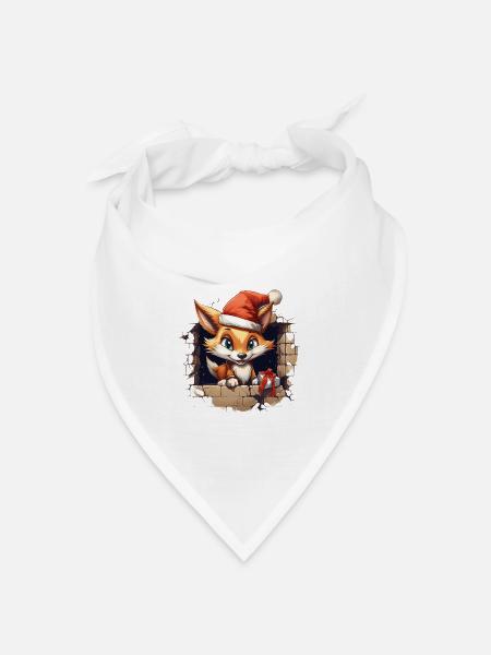 Fuchs komm raus an weihnachten - Bandana Dreieckstuch - Weiß