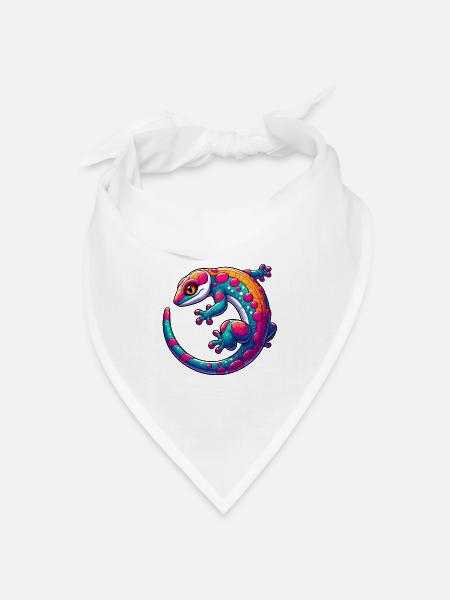 Gecko - Bandana Dreieckstuch - Weiß