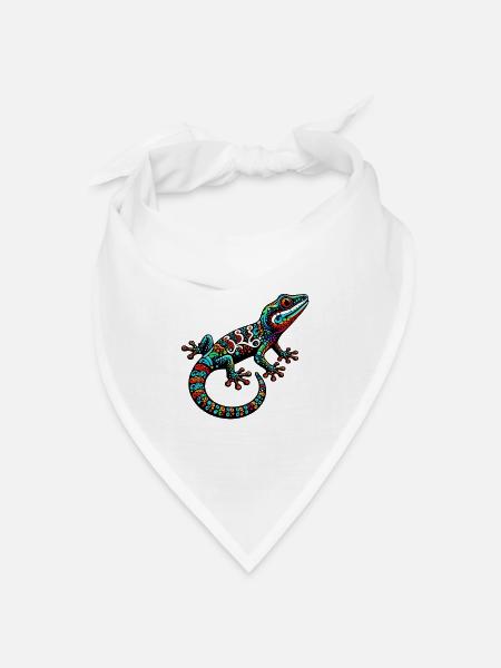 Gecko - Bandana Dreieckstuch - Weiß