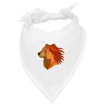 Harmonie zwischen Mädchen und Bär - Freundschaft - Bandana Dreieckstuch - Weiß - Vorne