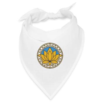 Goldenes Mandala Lotus auf Blau - Bandana Dreieckstuch - Weiß - Vorne
