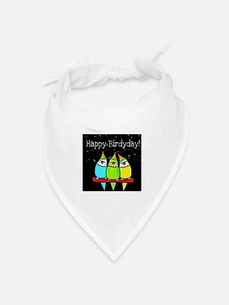 Drei bunte Geburtstagsvögel - Bandana Dreieckstuch - Weiß