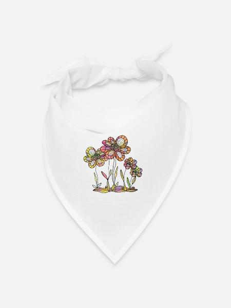Blumen - Bandana Dreieckstuch - Weiß