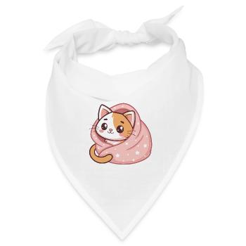 Niedliches Kätzchen in einer sternenbedeckten Decke - Bandana Dreieckstuch - Weiß - Vorne