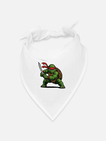 Ninja-Krieger-Schildkröte mit Katana-Schwert - Bandana Dreieckstuch - Weiß